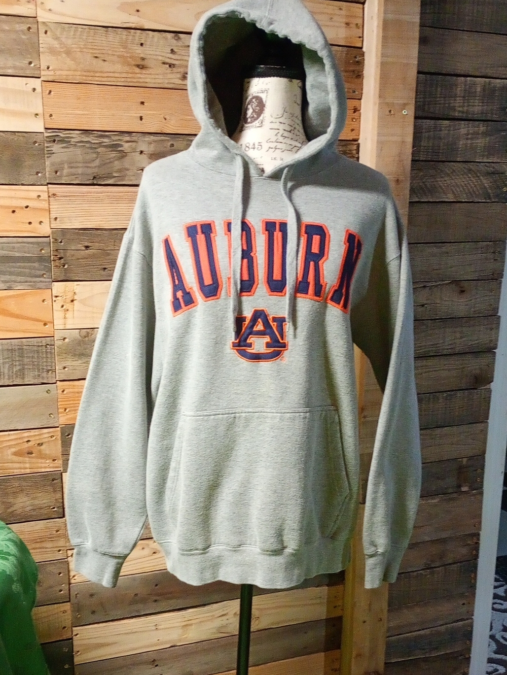Auburn University Gray Hooded Sweatshirt with Orange-Navy Logo